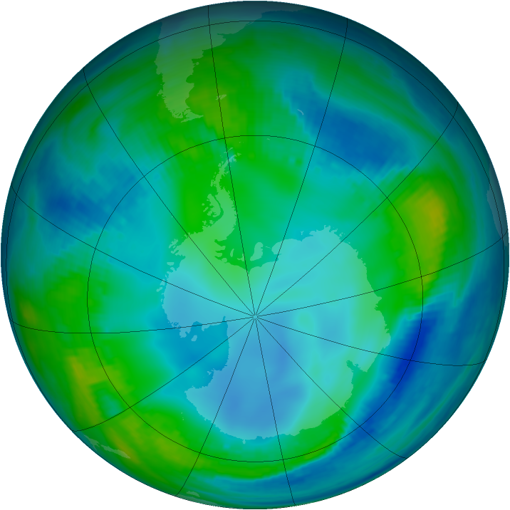 Antarctic ozone map for 21 May 2000